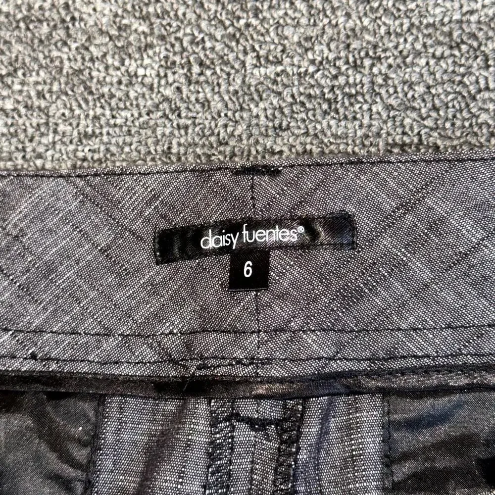 Y2K‎ Daisy Fuentes Shorts Women's 6 Gray Onyx Crosshatch Stretch Pockets Casual